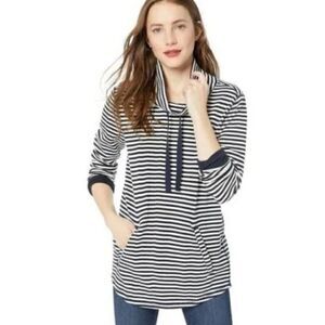 J. Crew Striped Thermal Funnel Neck Top